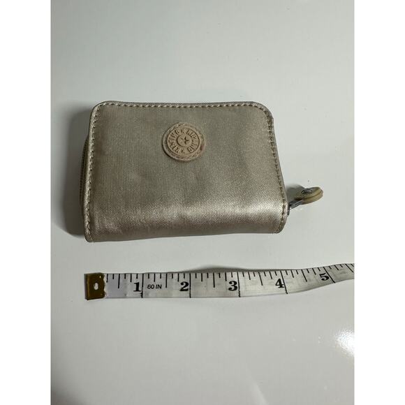 NWT champagne light gold Kipling small zip-around bi-fold compartment wallet - Picture 2 of 7